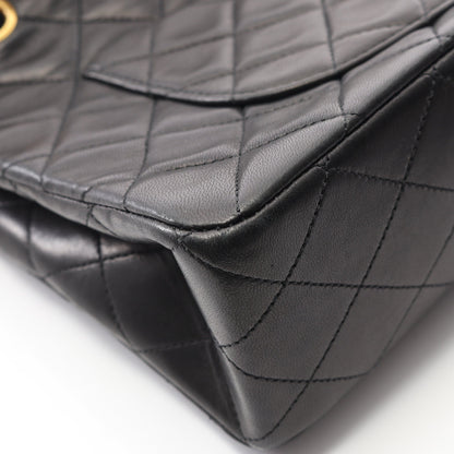 マトラッセ Wフラップ Wチェーンショルダーバッグ ラムスキン ブラック ゴールド金具 ヴィンテージ シャネル バッグ CHANEL