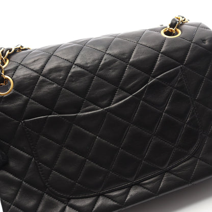 マトラッセ Wフラップ Wチェーンショルダーバッグ ラムスキン ブラック ゴールド金具 ヴィンテージ シャネル バッグ CHANEL