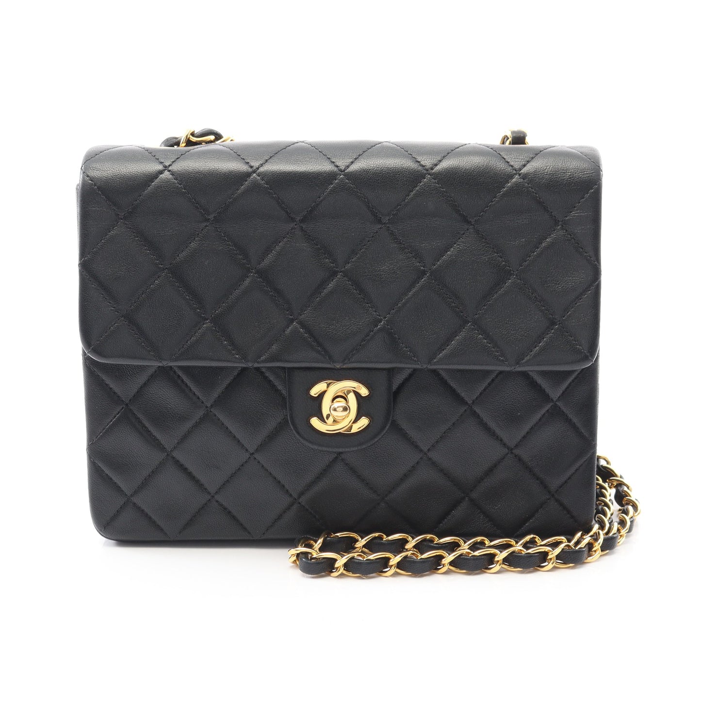 ミニマトラッセ20 チェーンショルダーバッグ ラムスキン ブラック ゴールド金具 ヴィンテージ シャネル バッグ CHANEL
