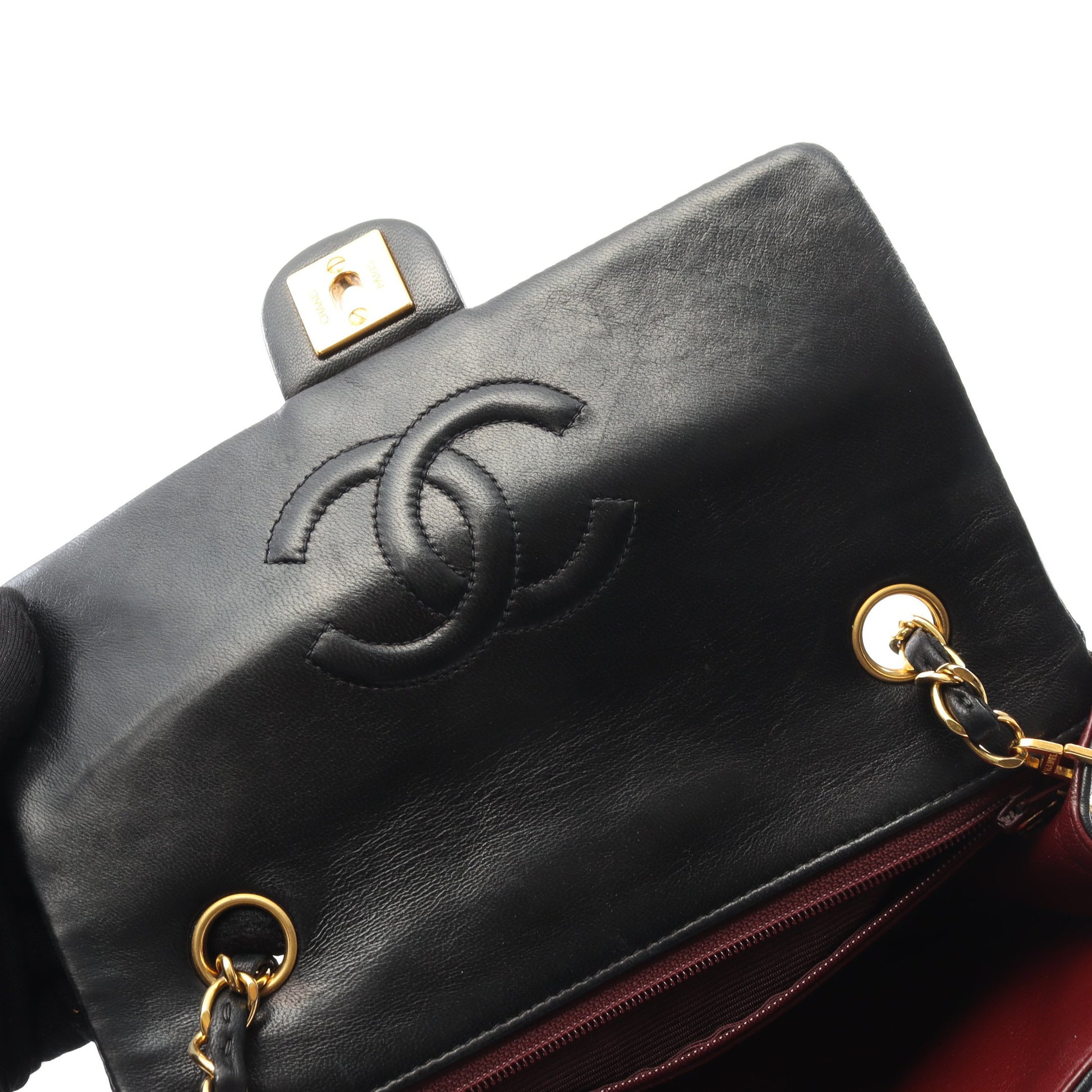 ミニマトラッセ20 チェーンショルダーバッグ ラムスキン ブラック ゴールド金具 ヴィンテージ シャネル バッグ CHANEL