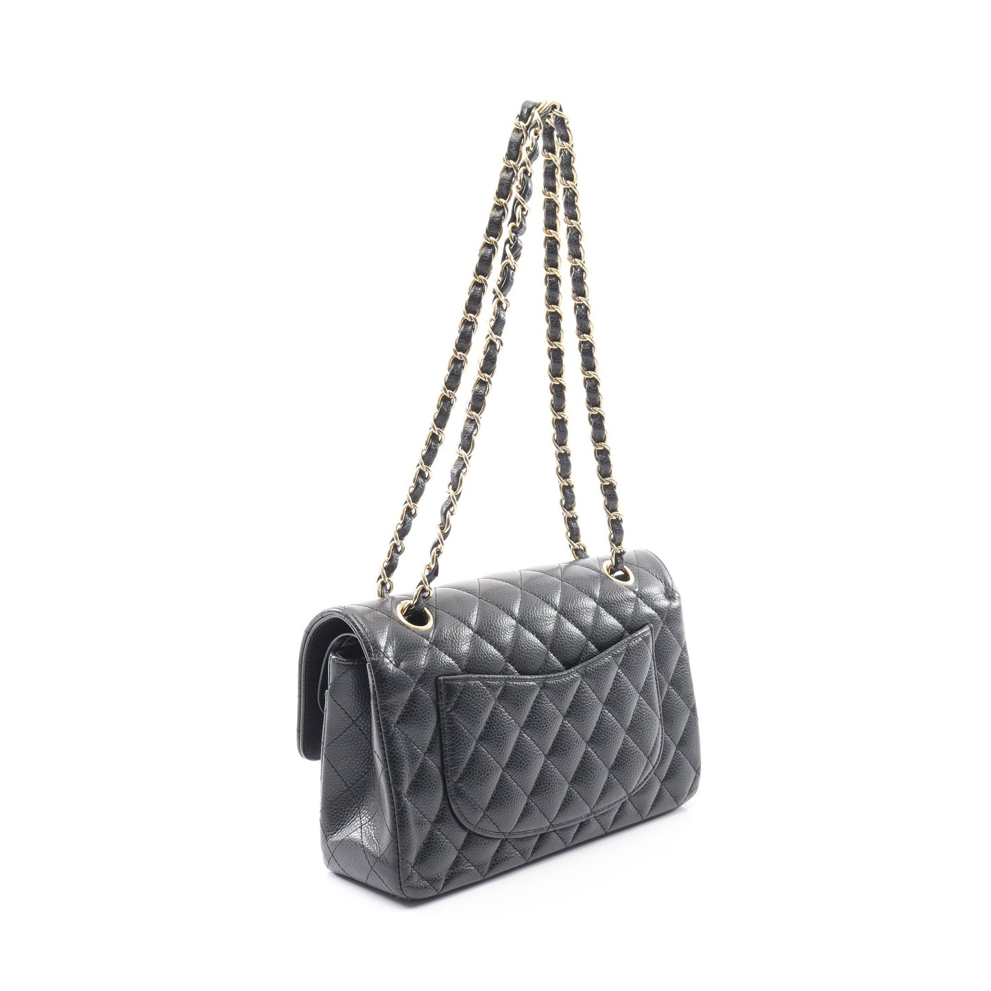 マトラッセ Wフラップ Wチェーンショルダーバッグ キャビアスキン ブラック ゴールド金具 シャネル バッグ CHANEL