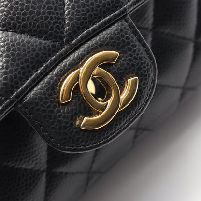 マトラッセ Wフラップ Wチェーンショルダーバッグ キャビアスキン ブラック ゴールド金具 シャネル バッグ CHANEL
