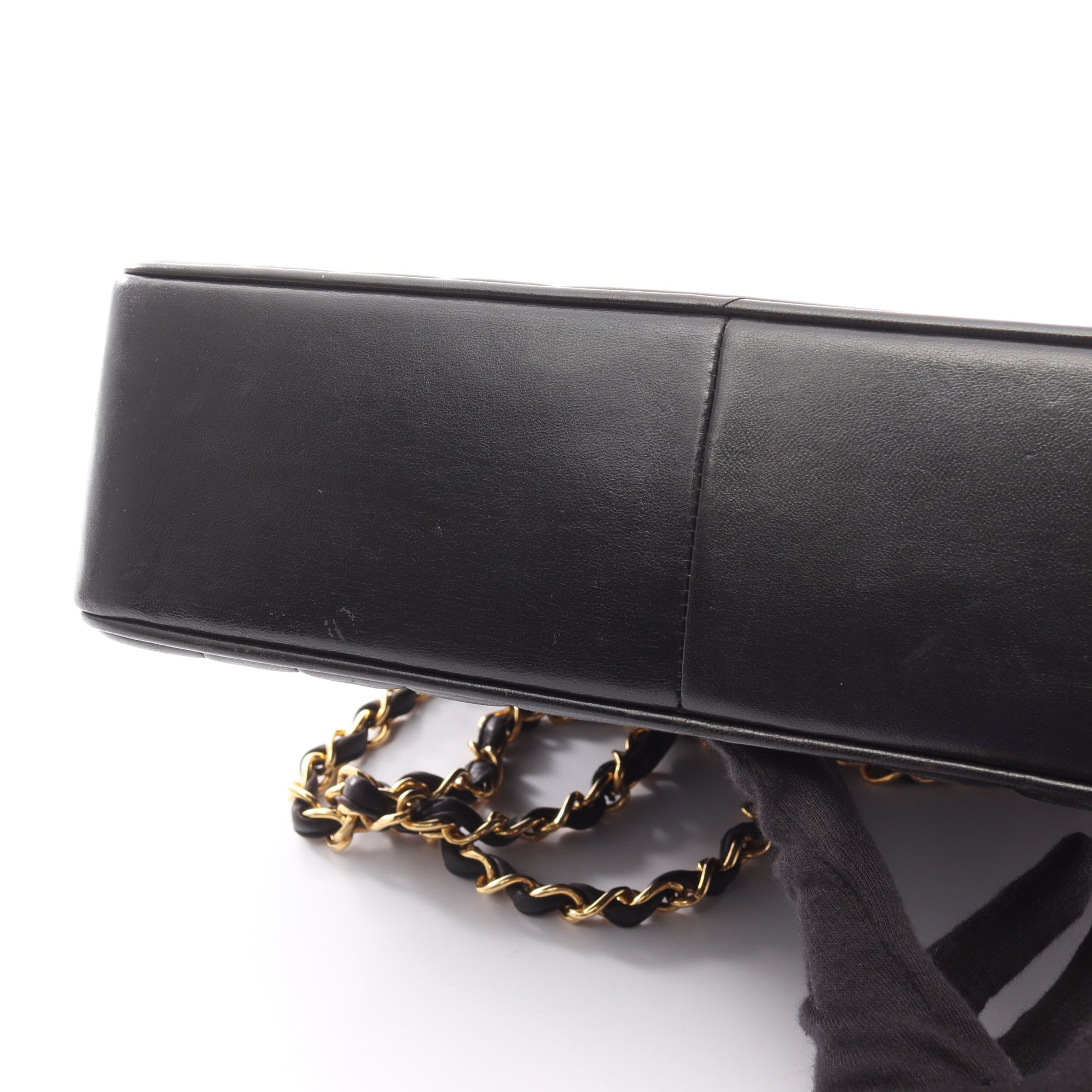 マドモアゼル デカマトラッセ Wチェーンショルダーバッグ ラムスキン ブラック ゴールド金具 シャネル バッグ CHANEL