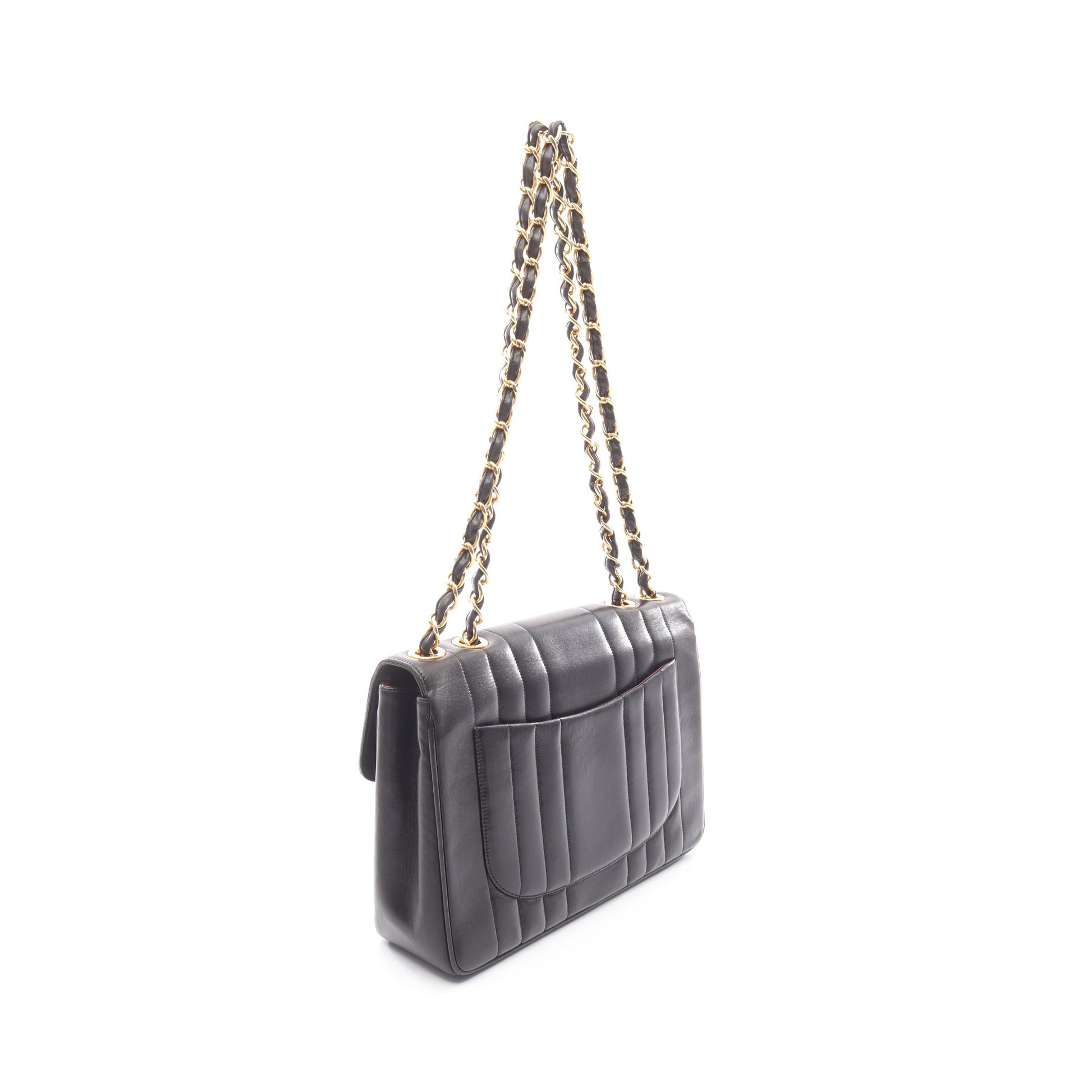 マドモアゼル デカマトラッセ Wチェーンショルダーバッグ ラムスキン ブラック ゴールド金具 シャネル バッグ CHANEL