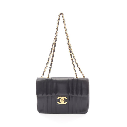 マドモアゼル デカマトラッセ Wチェーンショルダーバッグ ラムスキン ブラック ゴールド金具 シャネル バッグ CHANEL