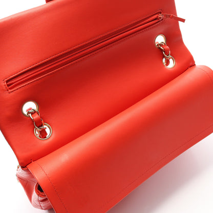 マトラッセ Wフラップ Wチェーンショルダーバッグ ラムスキン オレンジレッド ゴールド金具 シャネル バッグ CHANEL