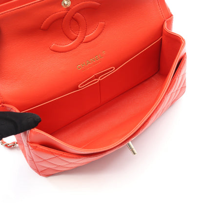 マトラッセ Wフラップ Wチェーンショルダーバッグ ラムスキン オレンジレッド ゴールド金具 シャネル バッグ CHANEL