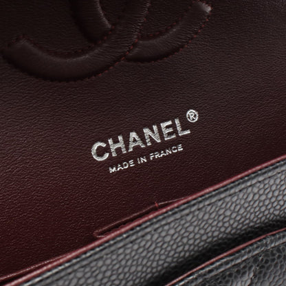 マトラッセ Wフラップ Wチェーンショルダーバッグ キャビアスキン ブラック シルバー金具 シャネル バッグ CHANEL