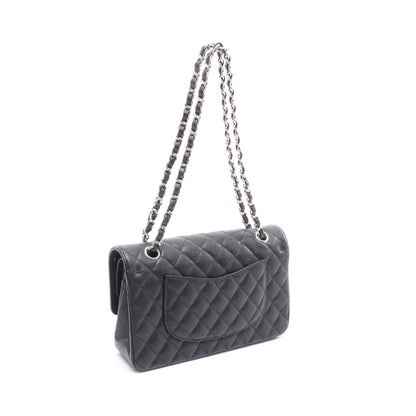 マトラッセ Wフラップ Wチェーンショルダーバッグ キャビアスキン ブラック シルバー金具 シャネル バッグ CHANEL