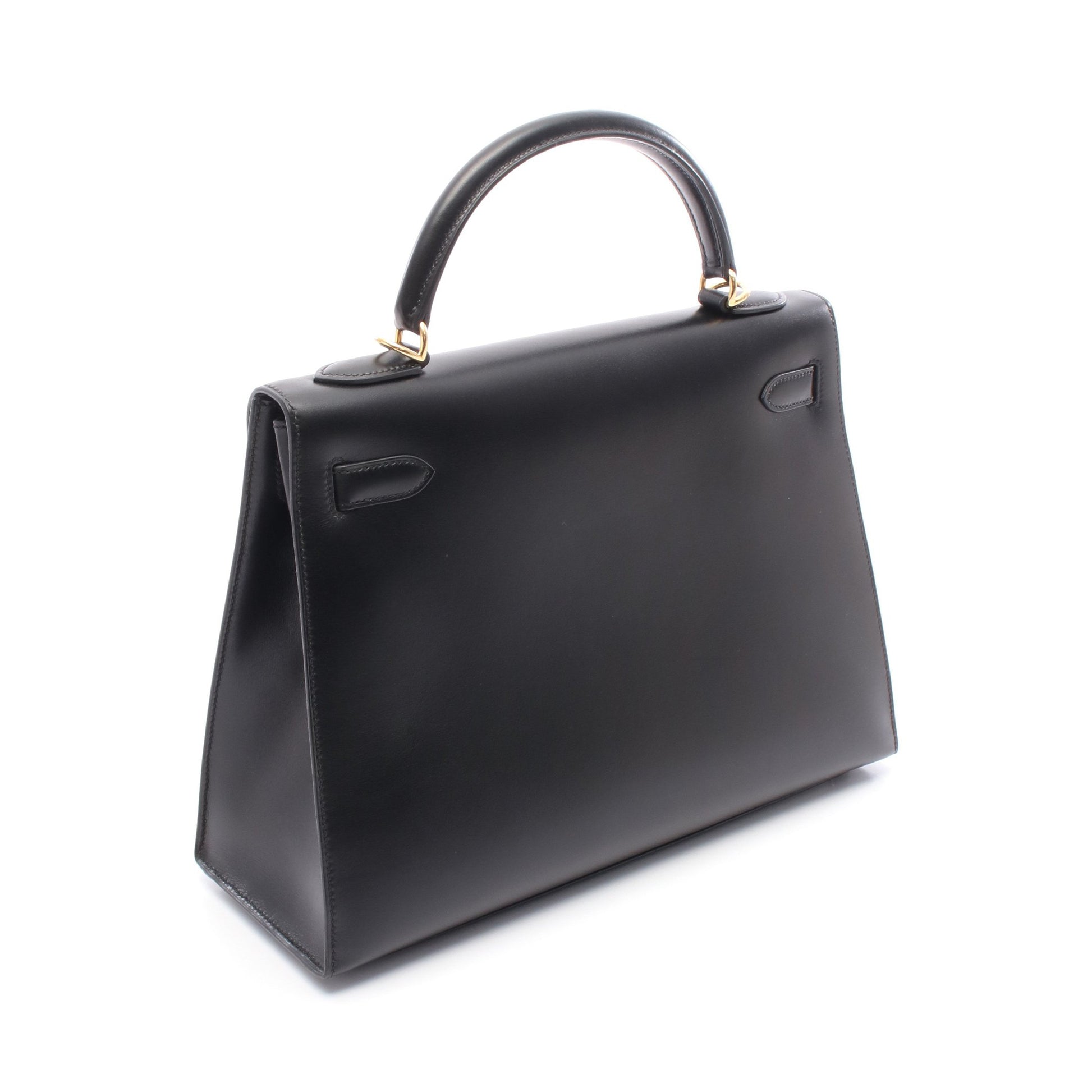 ケリー32 ハンドバッグ ボックスカーフ ブラック ゴールド金具 外縫い 2WAY □G刻印 エルメス バッグ HERMES
