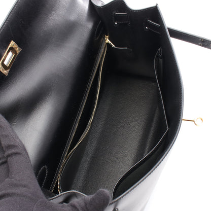 ケリー32 ハンドバッグ ボックスカーフ ブラック ゴールド金具 外縫い 2WAY □G刻印 エルメス バッグ HERMES