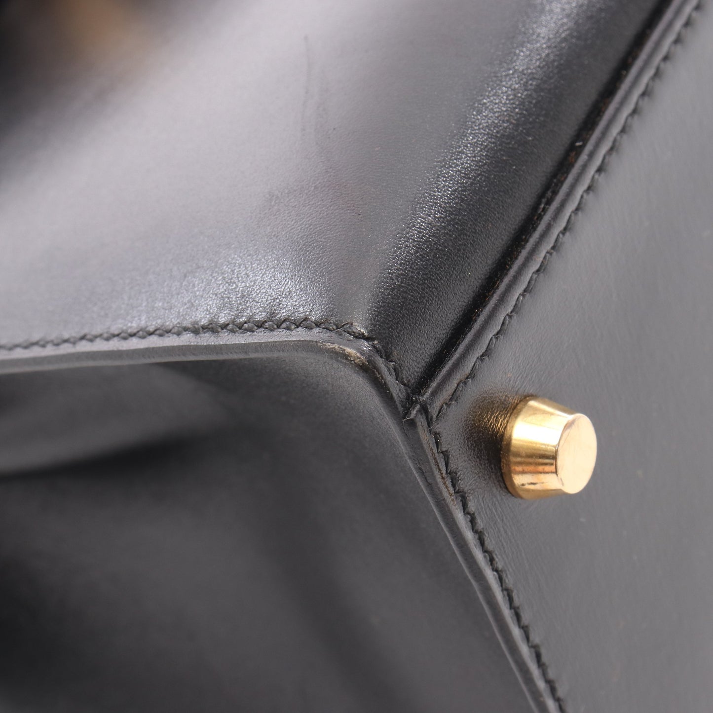 ケリー32 ハンドバッグ ボックスカーフ ブラック ゴールド金具 外縫い 2WAY □G刻印 エルメス バッグ HERMES