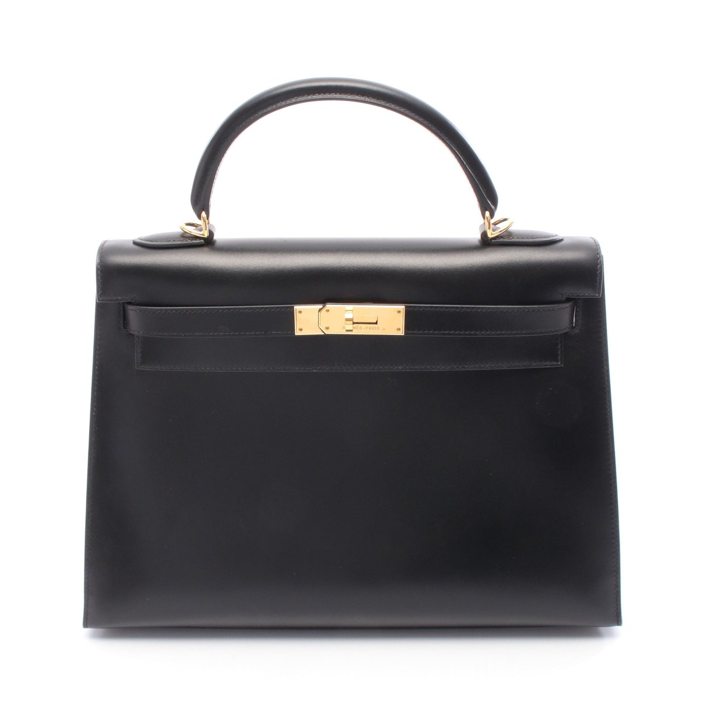 ケリー32 ハンドバッグ ボックスカーフ ブラック ゴールド金具 外縫い 2WAY □G刻印 エルメス バッグ HERMES