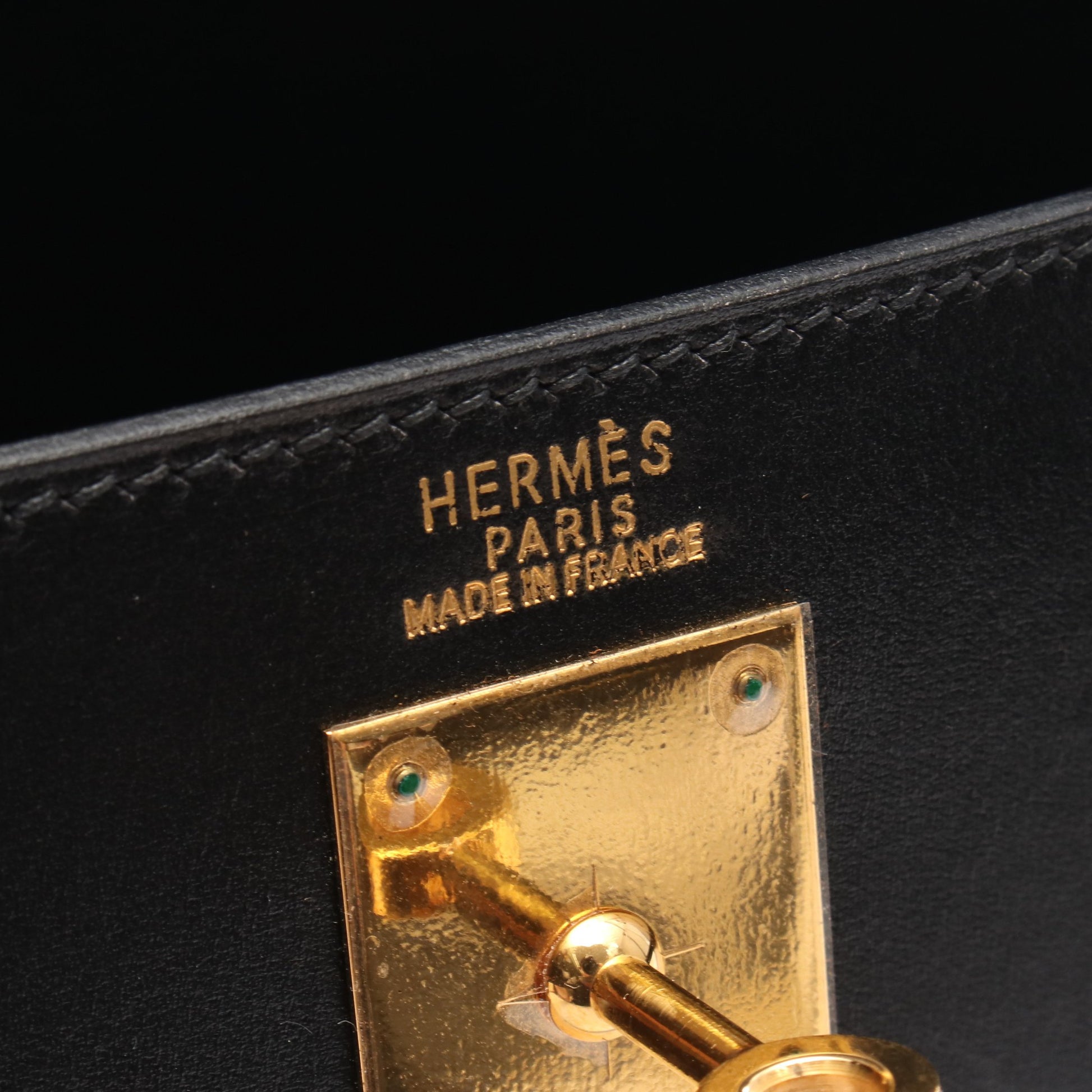 ケリー32 ハンドバッグ ボックスカーフ ブラック ゴールド金具 外縫い 2WAY □G刻印 エルメス バッグ HERMES