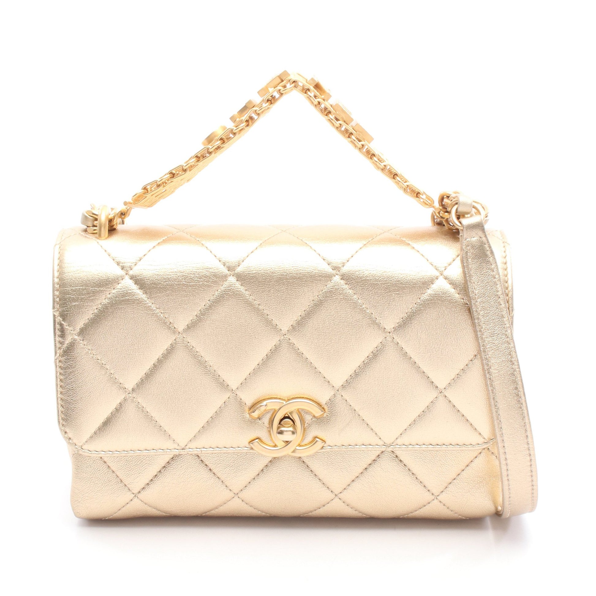 マトラッセ チェーンショルダーバッグ レザー ゴールド ゴールド金具 シャネル バッグ CHANEL