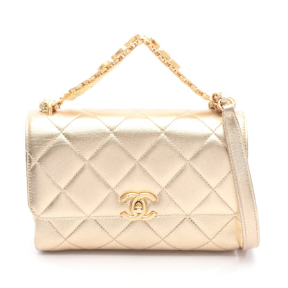 マトラッセ チェーンショルダーバッグ レザー ゴールド ゴールド金具 シャネル バッグ CHANEL