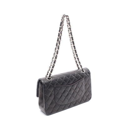 マトラッセ Wフラップ Wチェーンショルダーバッグ ラムスキン ブラック シルバー金具 シャネル バッグ CHANEL
