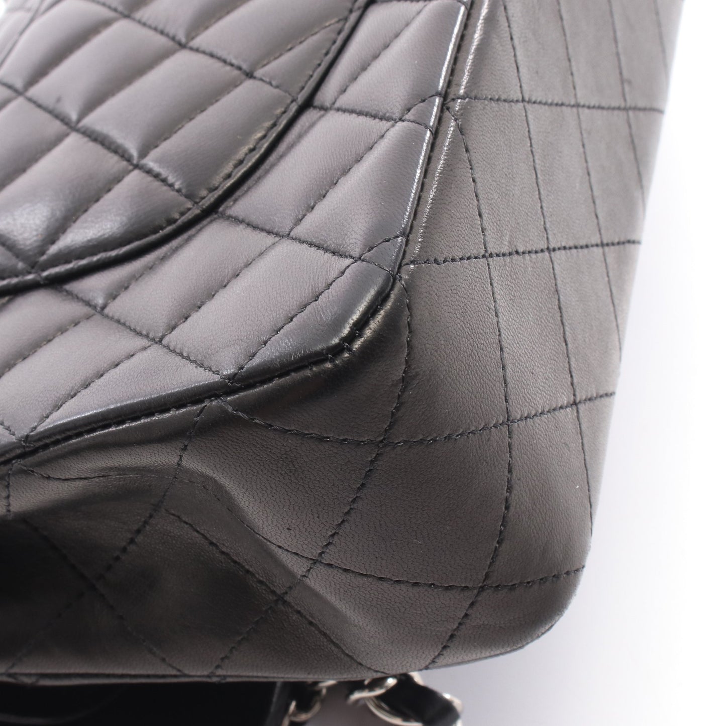 マトラッセ Wフラップ Wチェーンショルダーバッグ ラムスキン ブラック シルバー金具 シャネル バッグ CHANEL