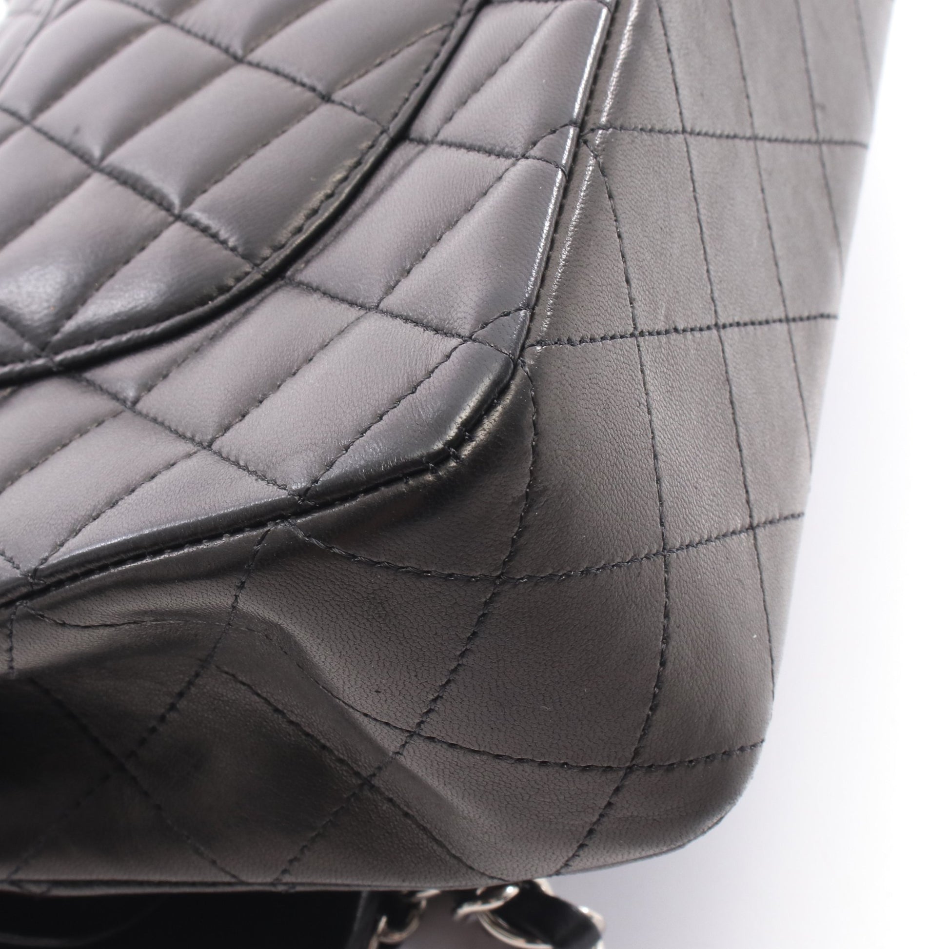 マトラッセ Wフラップ Wチェーンショルダーバッグ ラムスキン ブラック シルバー金具 シャネル バッグ CHANEL