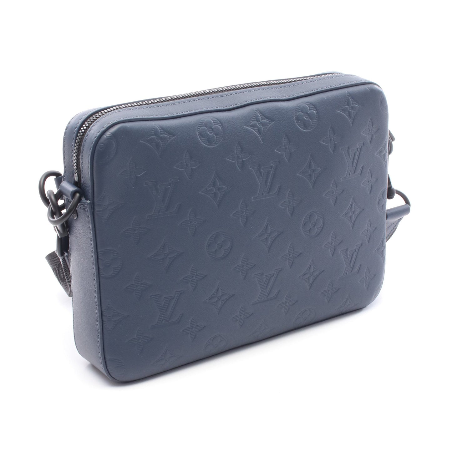 トリオ メッセンジャー モノグラムシャドウ ブルーマリーヌ ショルダーバッグ レザー ネイビー ルイヴィトン バッグ LOUIS VUITTON