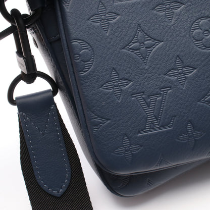 トリオ メッセンジャー モノグラムシャドウ ブルーマリーヌ ショルダーバッグ レザー ネイビー ルイヴィトン バッグ LOUIS VUITTON