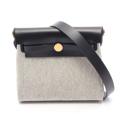 エールバッグジップ ミニ ショルダーバッグ トワルアッシュ レザー ネイビー グレー ゴールド金具 K刻印 エルメス バッグ HERMES