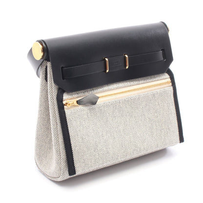 エールバッグジップ ミニ ショルダーバッグ トワルアッシュ レザー ネイビー グレー ゴールド金具 K刻印 エルメス バッグ HERMES