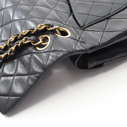 マトラッセ Wフラップ Wチェーンショルダーバッグ ラムスキン ブラック ゴールド金具 ヴィンテージ シャネル バッグ CHANEL