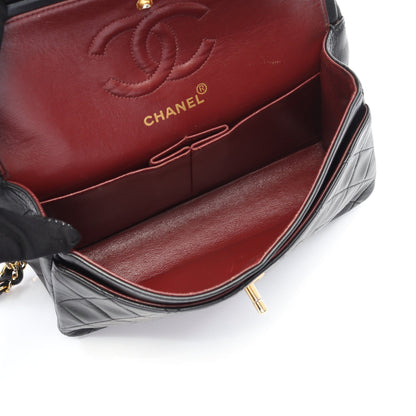 マトラッセ Wフラップ Wチェーンショルダーバッグ ラムスキン ブラック ゴールド金具 ヴィンテージ シャネル バッグ CHANEL