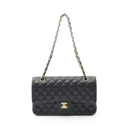 マトラッセ Wフラップ Wチェーンショルダーバッグ キャビアスキン ブラック ゴールド金具 シャネル バッグ CHANEL