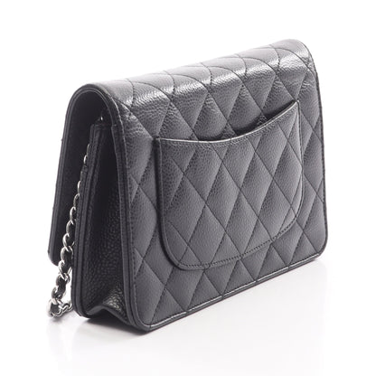 マトラッセ チェーンウォレット キャビアスキン ブラック シルバー金具 シャネル バッグ CHANEL