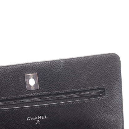マトラッセ チェーンウォレット キャビアスキン ブラック シルバー金具 シャネル バッグ CHANEL