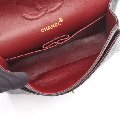 マトラッセ Wフラップ Wチェーンショルダーバッグ ラムスキン ブラック ゴールド金具 シャネル バッグ CHANEL