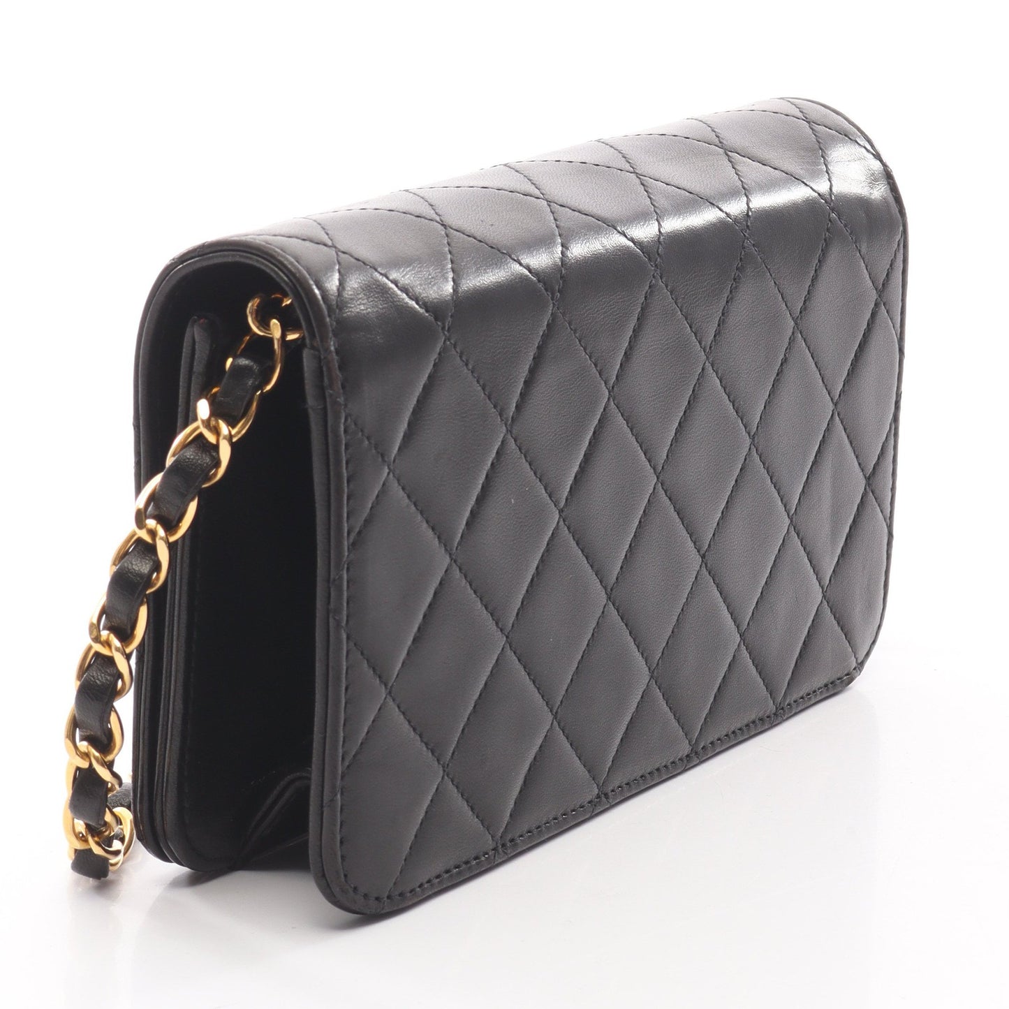 ミニマトラッセ フルフラップ チェーンショルダーバッグ ラムスキン ブラック ゴールド金具 シャネル バッグ CHANEL