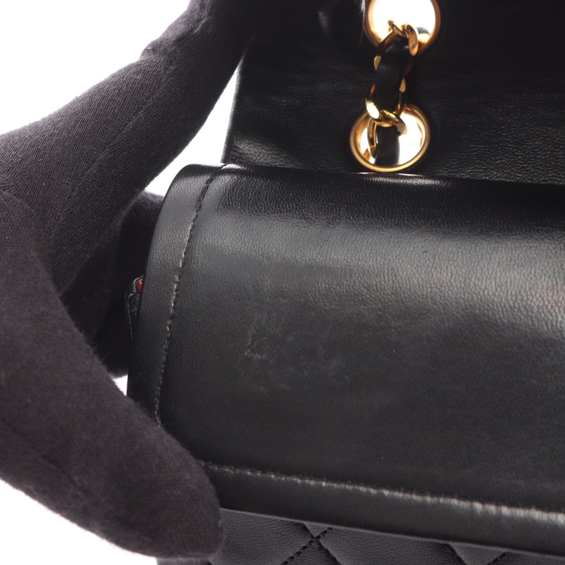 マトラッセ Wフラップ Wチェーンショルダーバッグ ラムスキン ブラック ゴールド金具 シャネル バッグ CHANEL