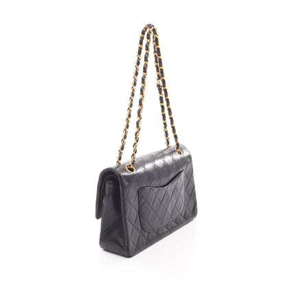 マトラッセ Wフラップ Wチェーンショルダーバッグ ラムスキン ブラック ゴールド金具 シャネル バッグ CHANEL