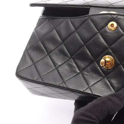 マトラッセ Wフラップ Wチェーンショルダーバッグ ラムスキン ブラック ゴールド金具 シャネル バッグ CHANEL