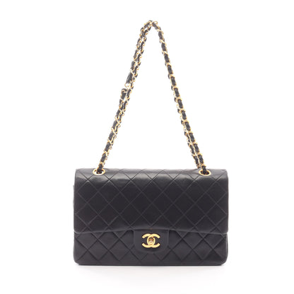 マトラッセ Wフラップ Wチェーンショルダーバッグ ラムスキン ブラック ゴールド金具 シャネル バッグ CHANEL