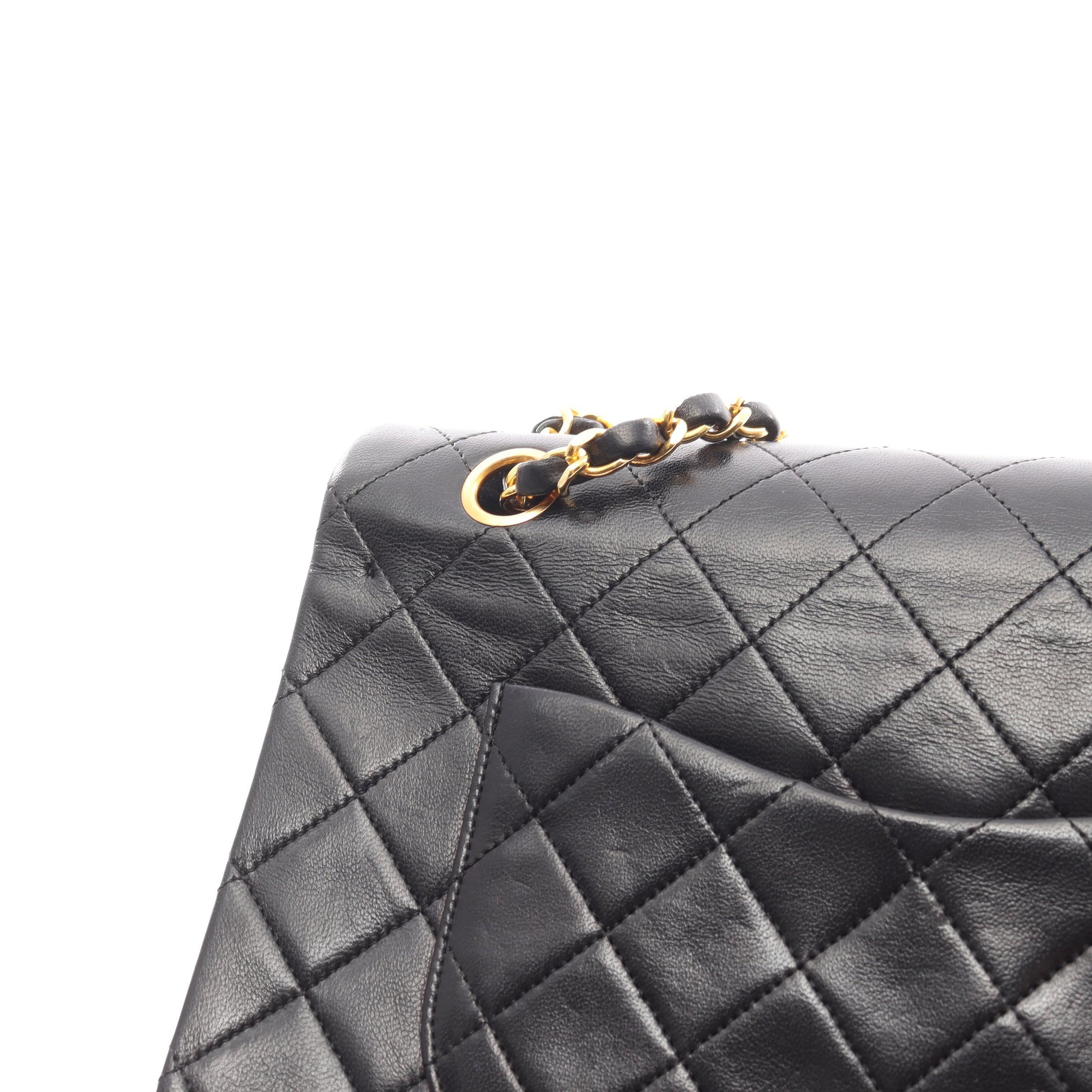マトラッセ Wフラップ Wチェーンショルダーバッグ ラムスキン ブラック ゴールド金具 シャネル バッグ CHANEL