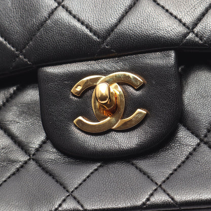 マトラッセ Wフラップ Wチェーンショルダーバッグ ラムスキン ブラック ゴールド金具 シャネル バッグ CHANEL