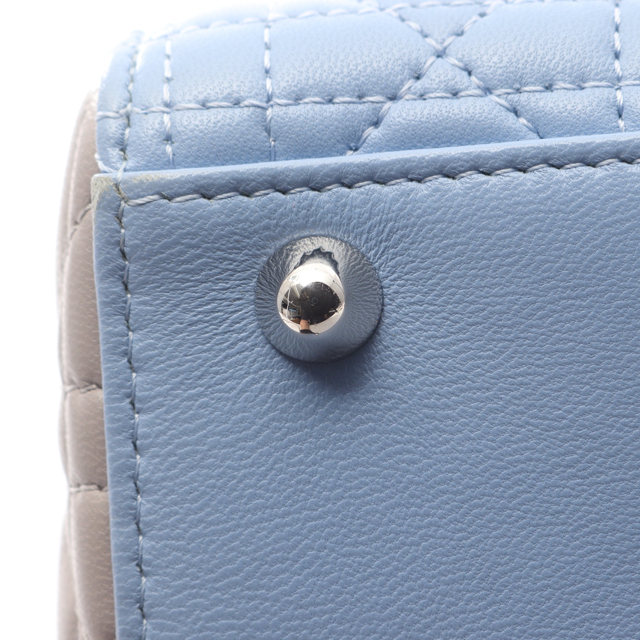 ライトブルー キルティング ケース ディオール　Dior レディ Christian Dior Light Blue Quilted Cannage Lambskin Leather Large