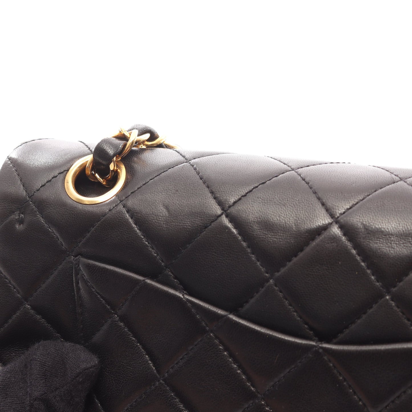 マトラッセ Wフラップ Wチェーンショルダーバッグ ラムスキン ブラック ゴールド金具 シャネル バッグ CHANEL