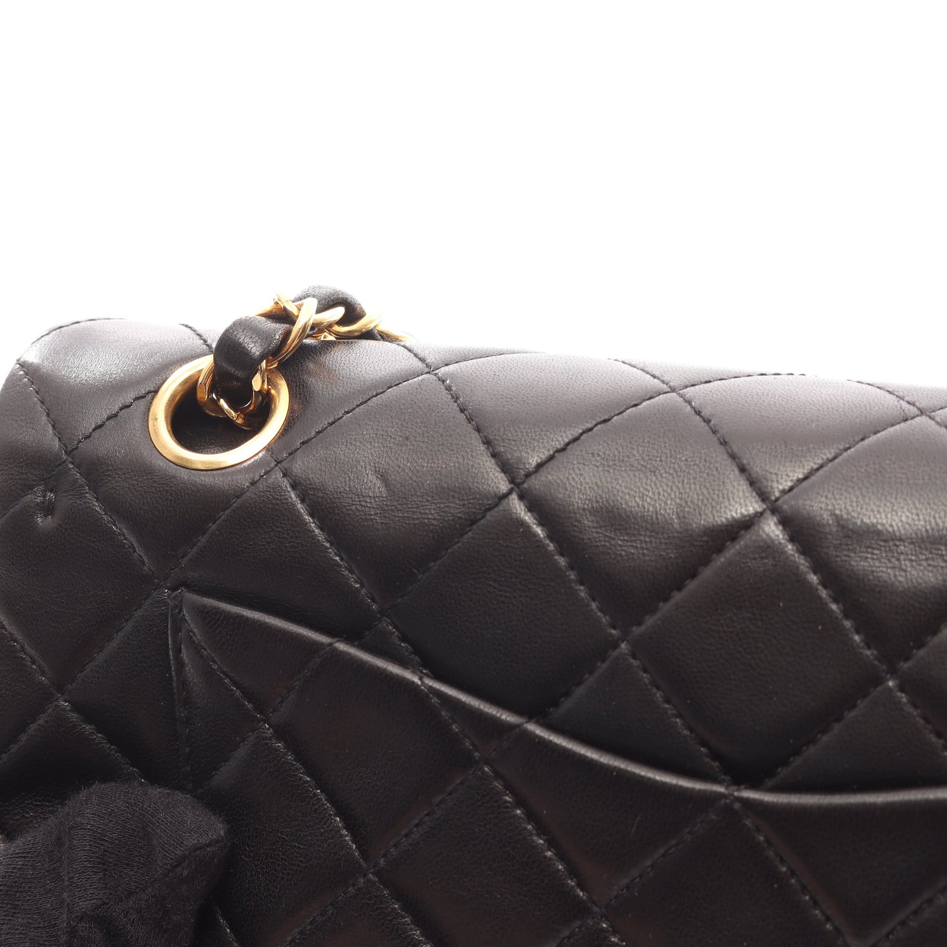 マトラッセ Wフラップ Wチェーンショルダーバッグ ラムスキン ブラック ゴールド金具 シャネル バッグ CHANEL