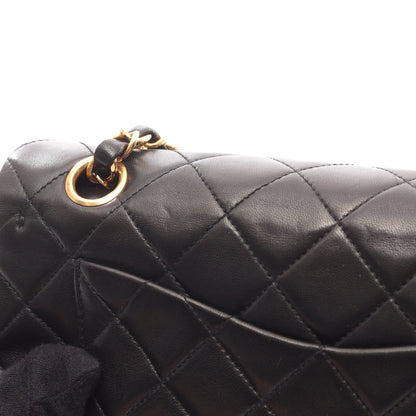マトラッセ Wフラップ Wチェーンショルダーバッグ ラムスキン ブラック ゴールド金具 シャネル バッグ CHANEL