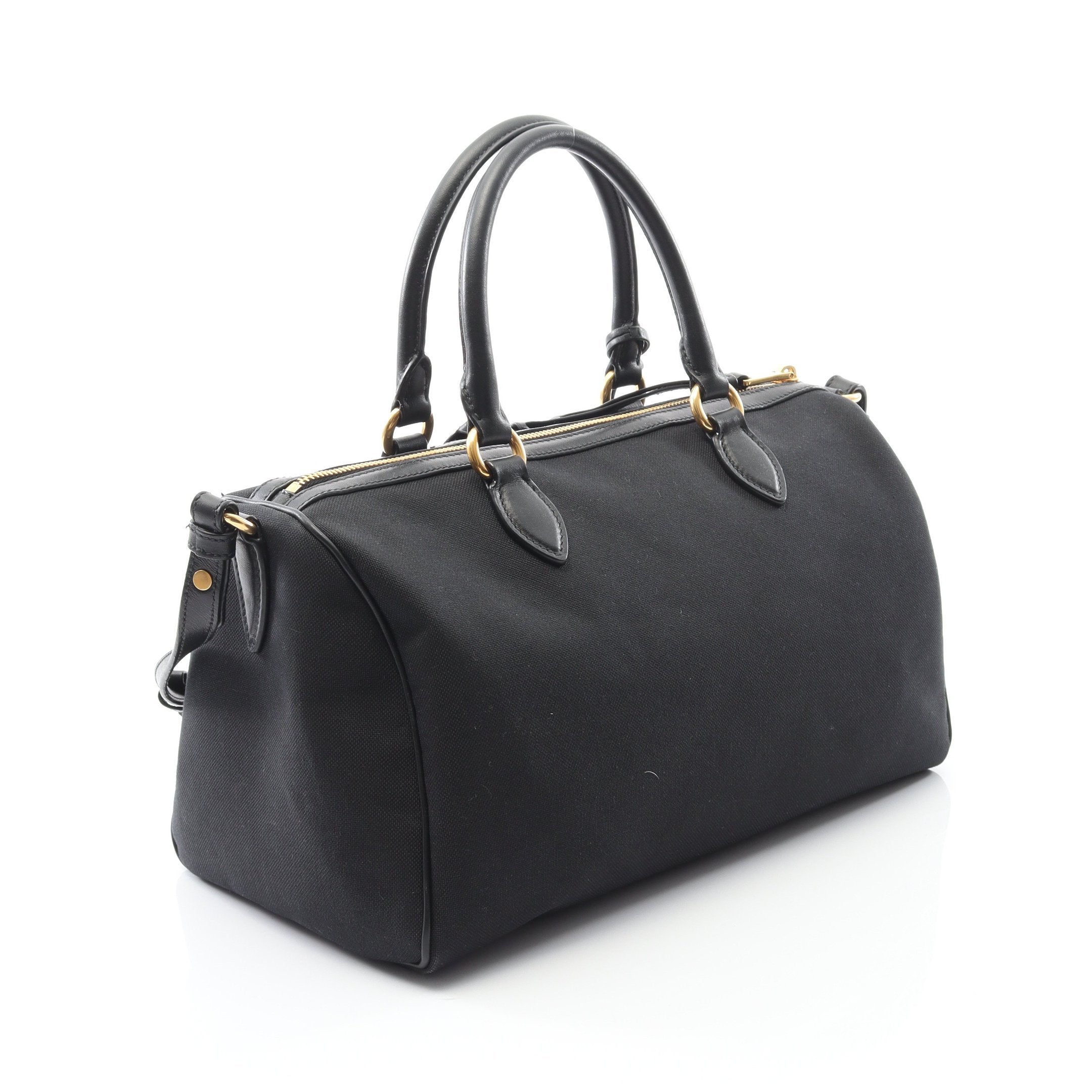 ■ 46055★プラダ ボストンバッグ 三角ロゴ ブラック　ハンドバッグ PRADA ボストンバッグ 2way ネイビー 三角ロゴ テスートナイロン