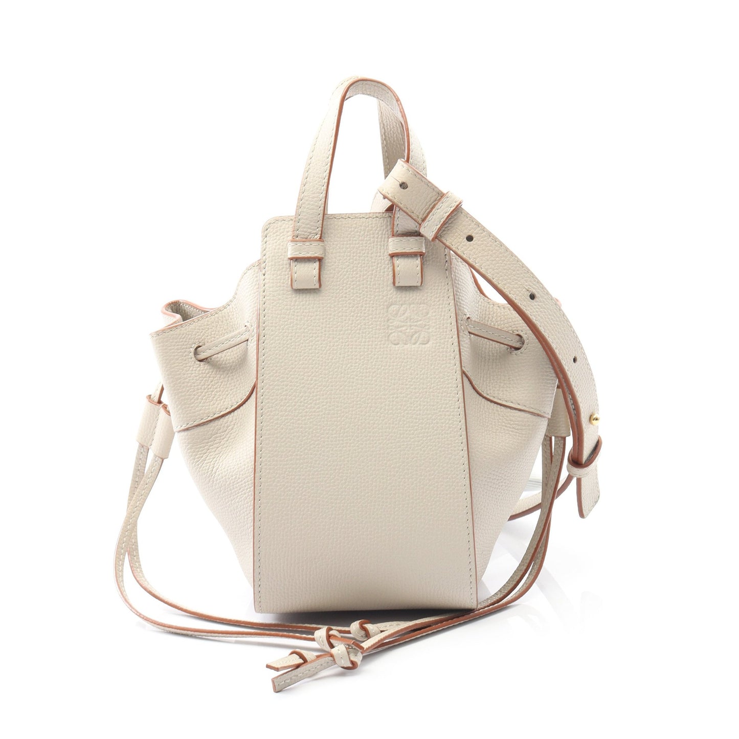 ハンモック ドローストリングバッグ ミニ ハンドバッグ レザー ライトベージュ 2WAY ロエベ バッグ LOEWE