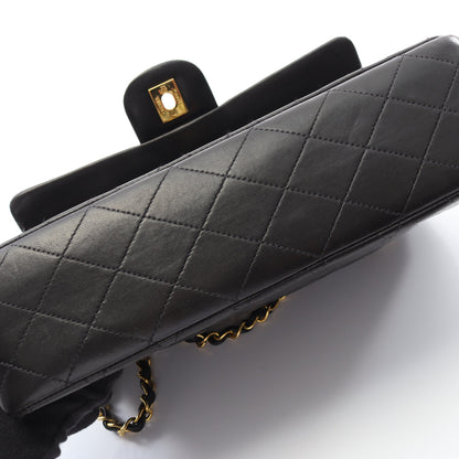 マトラッセ Wフラップ Wチェーンショルダーバッグ ラムスキン ブラック ゴールド金具 シャネル バッグ CHANEL