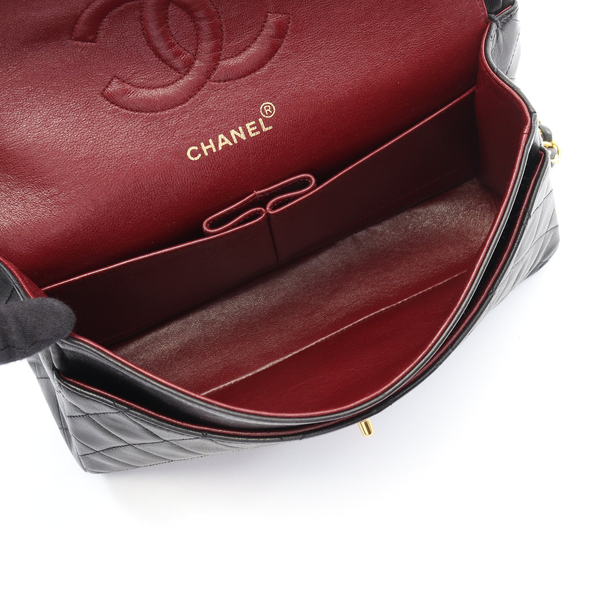 マトラッセ Wフラップ Wチェーンショルダーバッグ ラムスキン ブラック ゴールド金具 シャネル バッグ CHANEL