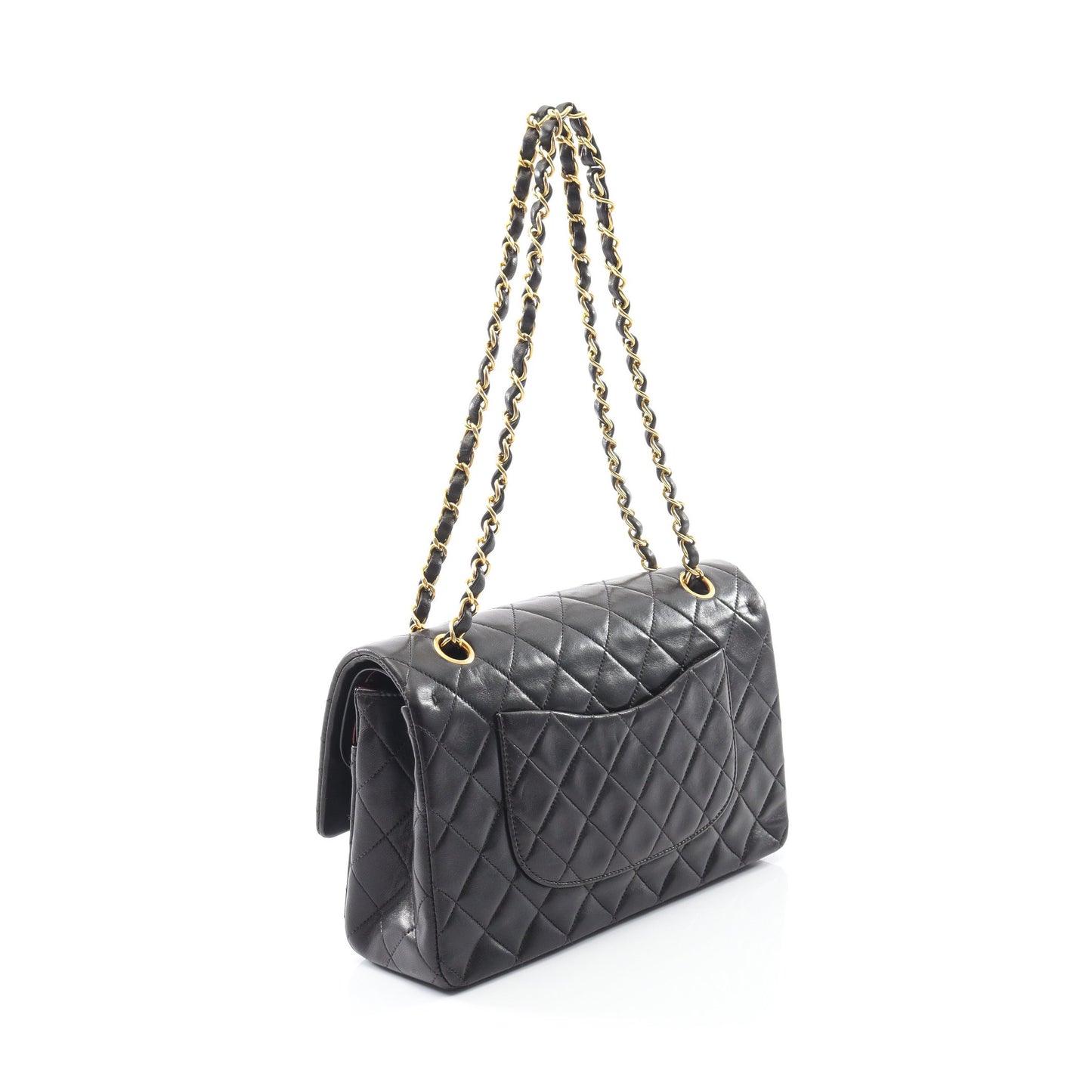 マトラッセ Wフラップ Wチェーンショルダーバッグ ラムスキン ブラック ゴールド金具 シャネル バッグ CHANEL