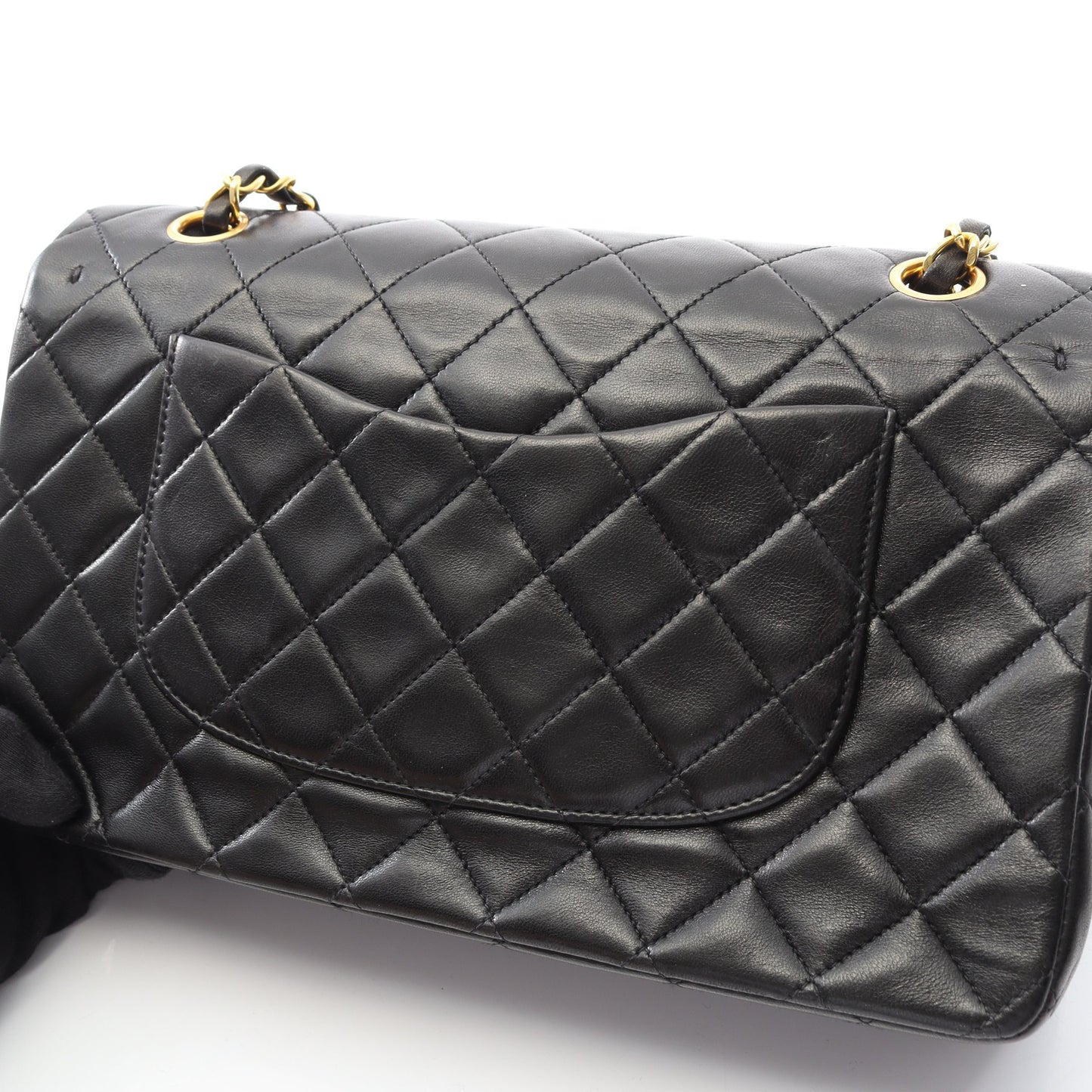 マトラッセ Wフラップ Wチェーンショルダーバッグ ラムスキン ブラック ゴールド金具 シャネル バッグ CHANEL